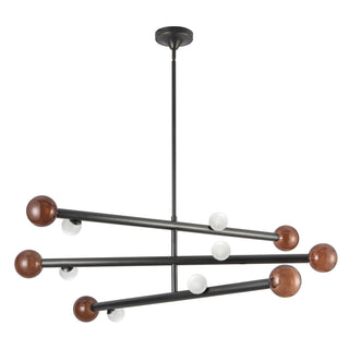 Reese 48 in Urban Bronze Dimmable LED Chandelier with Amber Glass