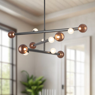 Reese 48 in Urban Bronze Dimmable LED Chandelier with Amber Glass
