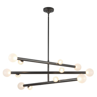 Reese 48 in Urban Bronze Dimmable LED Chandelier with Opal Glass