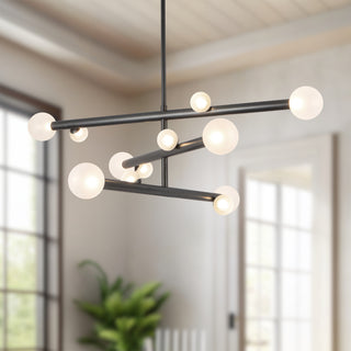 Reese 48 in Urban Bronze Dimmable LED Chandelier with Opal Glass