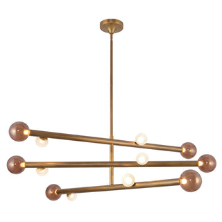 Reese 48 in Vintage Brass Dimmable LED Chandelier with Amber Glass