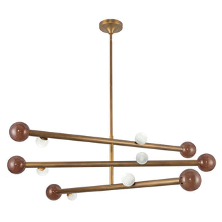Reese 48 in Vintage Brass Dimmable LED Chandelier with Amber Glass