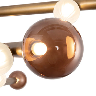 Reese 48 in Vintage Brass Dimmable LED Chandelier with Amber Glass