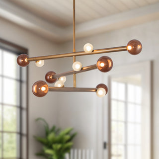 Reese 48 in Vintage Brass Dimmable LED Chandelier with Amber Glass