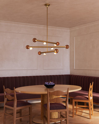 Reese 48 in Vintage Brass Dimmable LED Chandelier with Amber Glass