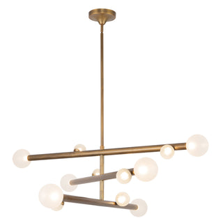 Reese 48 in Vintage Brass Dimmable LED Chandelier with Opal Glass