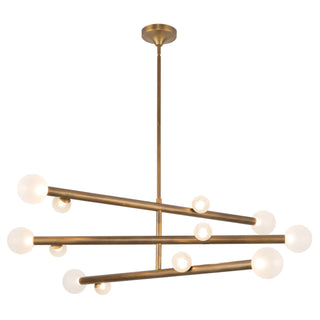Reese 48 in Vintage Brass Dimmable LED Chandelier with Opal Glass
