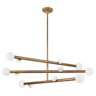 Reese 48 in Vintage Brass Dimmable LED Chandelier with Opal Glass