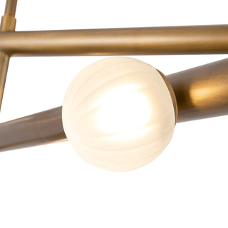 Reese 48 in Vintage Brass Dimmable LED Chandelier with Opal Glass