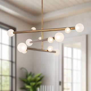 Reese 48 in Vintage Brass Dimmable LED Chandelier with Opal Glass