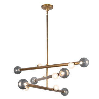 Reese 48 in Vintage Brass Dimmable LED Chandelier with Smoked Glass