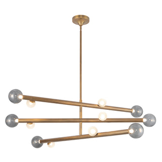 Reese 48 in Vintage Brass Dimmable LED Chandelier with Smoked Glass