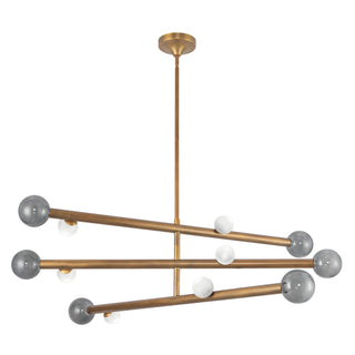 Reese 48 in Vintage Brass Dimmable LED Chandelier with Smoked Glass