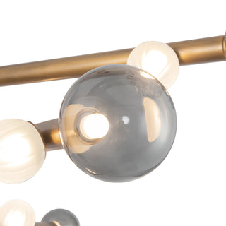 Reese 48 in Vintage Brass Dimmable LED Chandelier with Smoked Glass