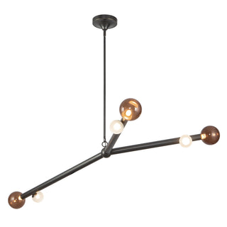 Reese 53 in Urban Bronze Dimmable LED Chandelier with Amber Glass