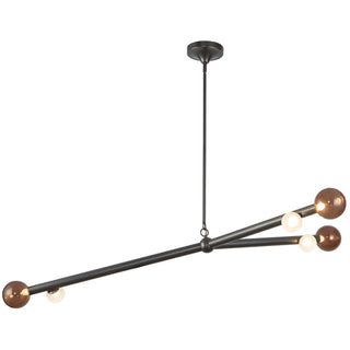 Reese 53 in Urban Bronze Dimmable LED Chandelier with Amber Glass