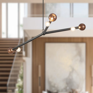 Reese 53 in Urban Bronze Dimmable LED Chandelier with Amber Glass