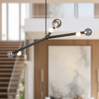 Reese 53 in Urban Bronze Dimmable LED Chandelier with Smoked Glass