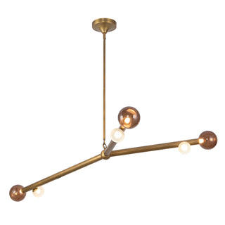 Reese 53 in Vintage Brass Dimmable LED Chandelier with Amber Glass