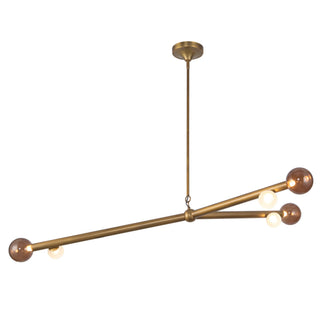 Reese 53 in Vintage Brass Dimmable LED Chandelier with Amber Glass