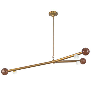 Reese 53 in Vintage Brass Dimmable LED Chandelier with Amber Glass