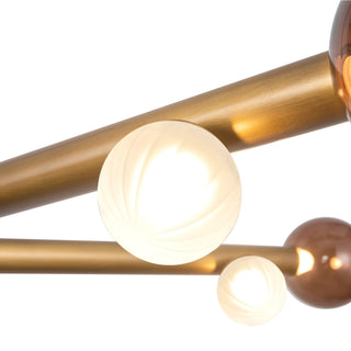 Reese 53 in Vintage Brass Dimmable LED Chandelier with Amber Glass