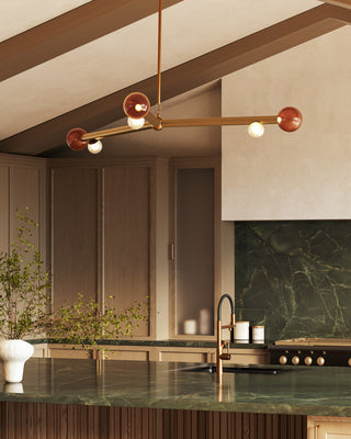 Reese 53 in Vintage Brass Dimmable LED Chandelier with Amber Glass