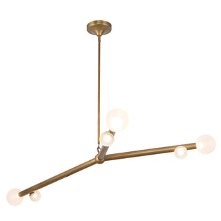 Reese 53 in Vintage Brass Dimmable LED Chandelier with Opal Glass