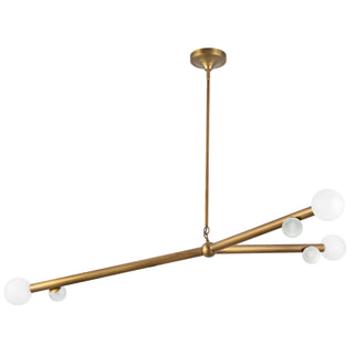 Reese 53 in Vintage Brass Dimmable LED Chandelier with Opal Glass
