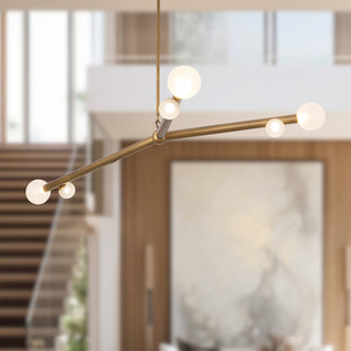 Reese 53 in Vintage Brass Dimmable LED Chandelier with Opal Glass