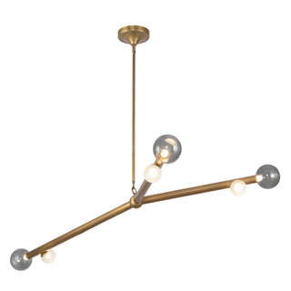Reese 53 in Vintage Brass Dimmable LED Chandelier with Smoked Glass