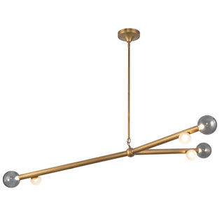 Reese 53 in Vintage Brass Dimmable LED Chandelier with Smoked Glass