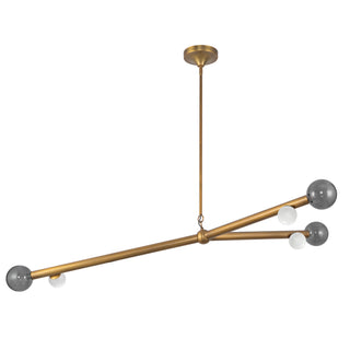 Reese 53 in Vintage Brass Dimmable LED Chandelier with Smoked Glass