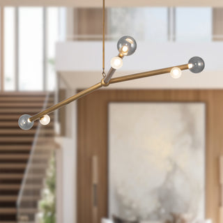 Reese 53 in Vintage Brass Dimmable LED Chandelier with Smoked Glass