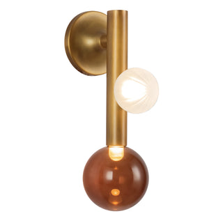 Reese 14 in Vintage Brass Dimmable LED Wall Sconce with Amber Glass