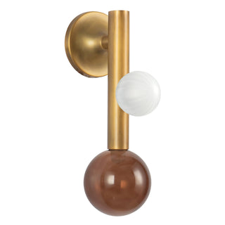 Reese 14 in Vintage Brass Dimmable LED Wall Sconce with Amber Glass