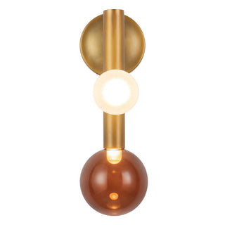 Reese 14 in Vintage Brass Dimmable LED Wall Sconce with Amber Glass
