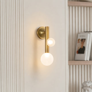 Reese 14 in Vintage Brass Dimmable LED Wall Sconce with Opal Glass