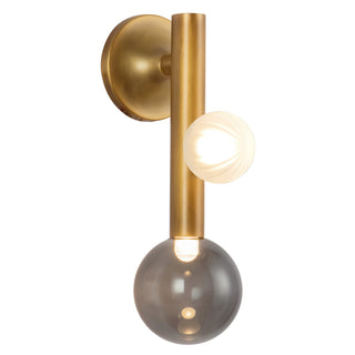 Reese 14 in Vintage Brass Dimmable LED Wall Sconce with Smoked Glass