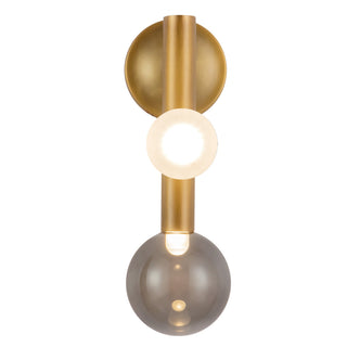 Reese 14 in Vintage Brass Dimmable LED Wall Sconce with Smoked Glass