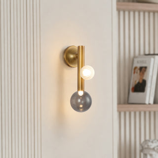 Reese 14 in Vintage Brass Dimmable LED Wall Sconce with Smoked Glass