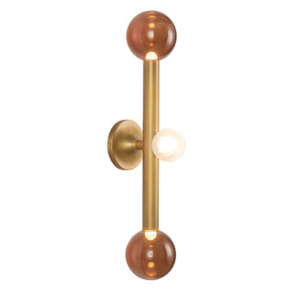 Reese 23 in Vintage Brass Dimmable LED Vanity Light with Amber Glass