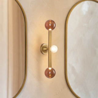 Reese 23 in Vintage Brass Dimmable LED Vanity Light with Amber Glass