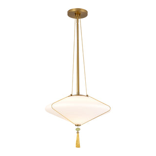 Reeve 15 in Brushed Gold Pendant with Opal Glass