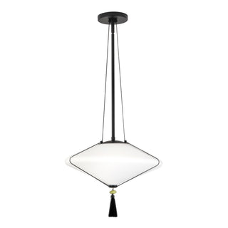 Reeve 15 in Matte Black Pendant with Opal Glass