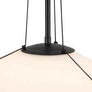 Reeve 15 in Matte Black Pendant with Opal Glass