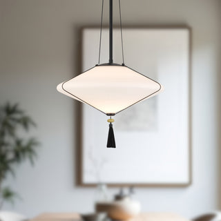 Reeve 15 in Matte Black Pendant with Opal Glass