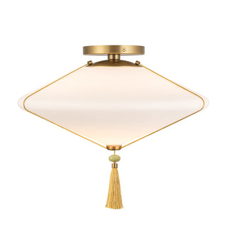 Reeve 15 in Brushed Gold Flush Mount with Opal Glass