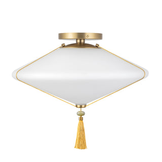 Reeve 15 in Brushed Gold Flush Mount with Opal Glass