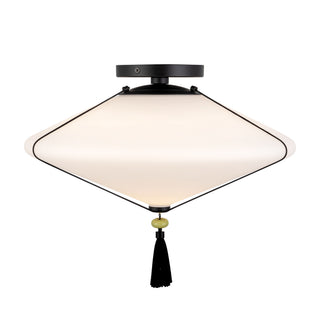 Reeve 15 in Matte Black Flush Mount with Opal Glass